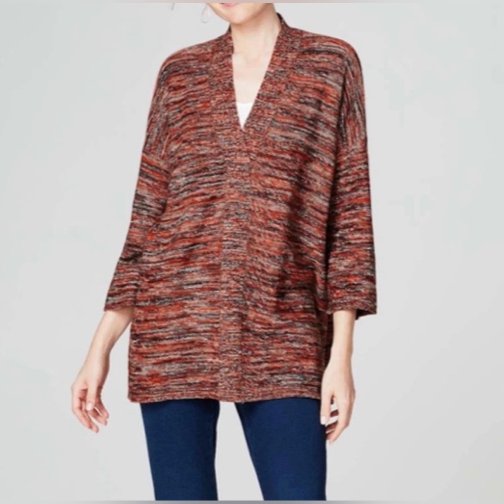 J. Jill pure Jill space dyed marled v-neck sweater pullover Campari XL petite